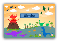 Thumbnail for Personalized Dinosaur Canvas Wrap & Photo Print I - Blue Nameplate I - Front View