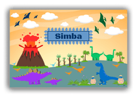 Thumbnail for Personalized Dinosaur Canvas Wrap & Photo Print I - Blue Nameplate II - Front View