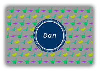 Thumbnail for Personalized Dinosaur Canvas Wrap & Photo Print V - Dark Grey with Circle Nameplate - Front View