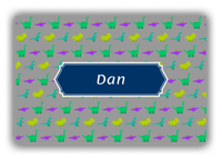 Thumbnail for Personalized Dinosaur Canvas Wrap & Photo Print V - Dark Grey with Decorative Rectangle Nameplate - Front View