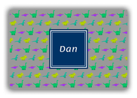 Thumbnail for Personalized Dinosaur Canvas Wrap & Photo Print V - Dark Grey with Square Nameplate - Front View