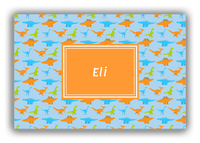 Thumbnail for Personalized Dinosaur Canvas Wrap & Photo Print VI - Light Blue with Rectangle Nameplate - Front View