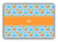 Thumbnail for Personalized Dinosaur Canvas Wrap & Photo Print VI - Light Blue with Ribbon Nameplate - Front View