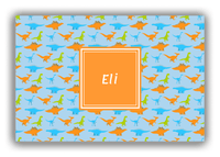 Thumbnail for Personalized Dinosaur Canvas Wrap & Photo Print VI - Light Blue with Square Nameplate - Front View