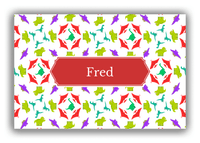 Thumbnail for Personalized Dinosaur Canvas Wrap & Photo Print VII - White with Decorative Rectangle Nameplate - Front View