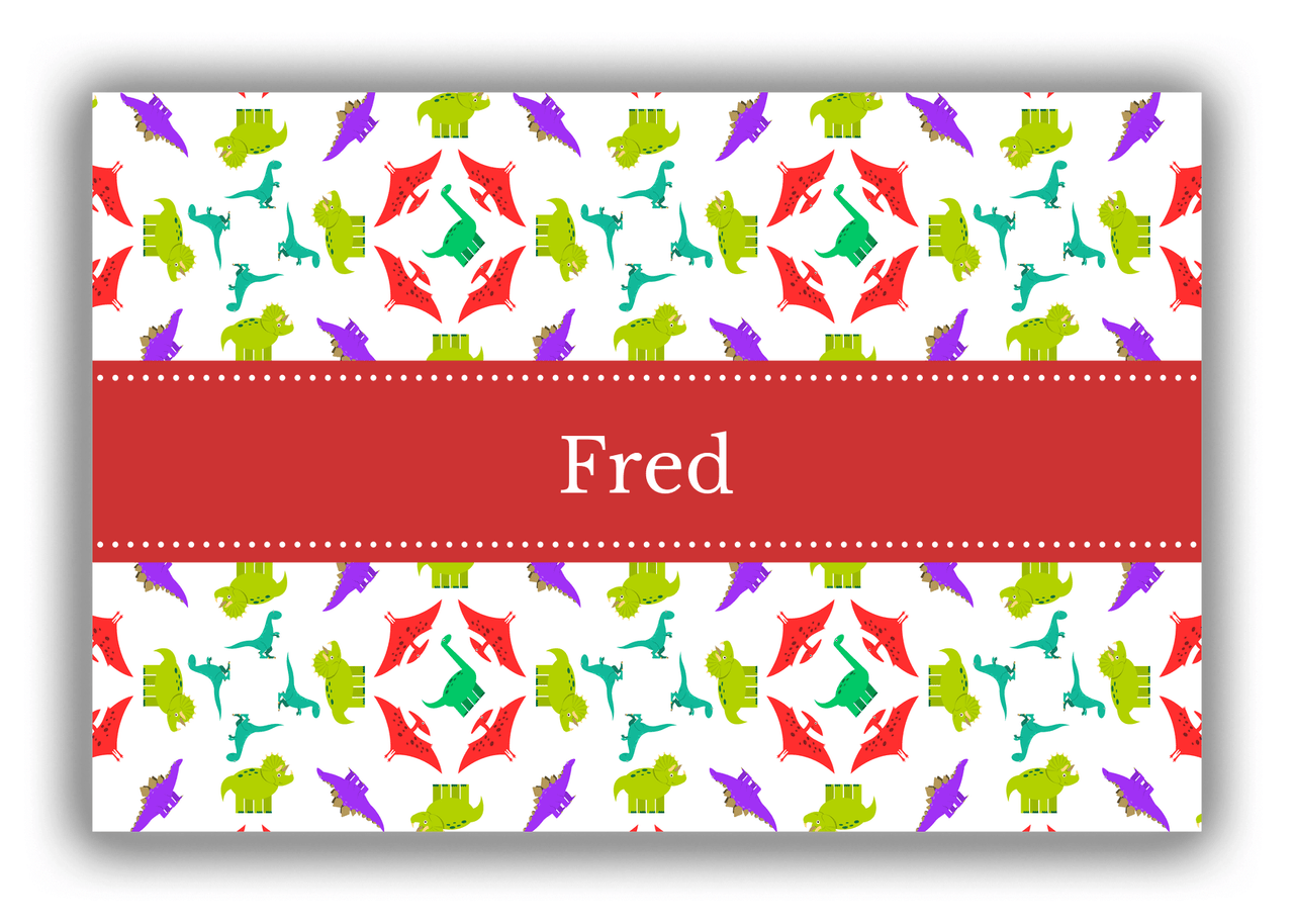 Personalized Dinosaur Canvas Wrap & Photo Print VII - White with Ribbon Nameplate - Front View