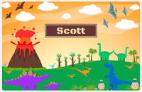 Thumbnail for Personalized Dinosaur Placemat - Dinosaur I - Rectangle Nameplate in Brown -  View