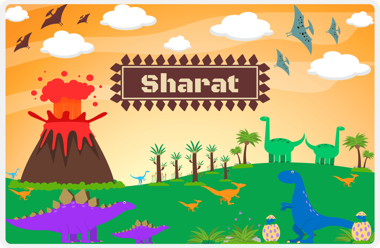 Personalized Dinosaur Placemat - Dinosaur I - Decorative Nameplate in Brown -  View