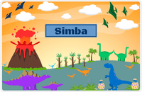 Thumbnail for Personalized Dinosaur Placemat - Dinosaur I - Rectangle Nameplate in Glacier -  View