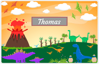 Thumbnail for Personalized Dinosaur Placemat - Dinosaur I - Rectangle Nameplate in Grey -  View