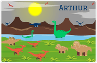 Thumbnail for Personalized Dinosaur Placemat - Dinosaur III - Grey Sunny Background -  View