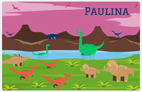 Thumbnail for Personalized Dinosaur Placemat - Dinosaur III - Orchid Background -  View