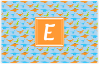Thumbnail for Personalized Dinosaur Placemat - Dinosaur VI - Blue with Orange Square Nameplate -  View