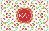 Thumbnail for Personalized Dinosaur Placemat - Dinosaur VII - White with Red Circle Nameplate -  View