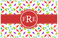 Thumbnail for Personalized Dinosaur Placemat - Dinosaur VII - White with Red Circle Ribbon Nameplate -  View