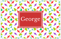 Thumbnail for Personalized Dinosaur Placemat - Dinosaur VII - White with Red Rectangle Nameplate -  View