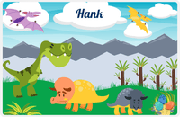 Thumbnail for Personalized Dinosaur Placemat - Dinosaur VIII - Green Grass with Cloudy Sky -  View