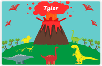 Thumbnail for Personalized Dinosaur Placemat - Dinosaur II - Teal Background -  View