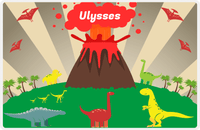 Thumbnail for Personalized Dinosaur Placemat - Dinosaur II - Light Brown Striped Background -  View