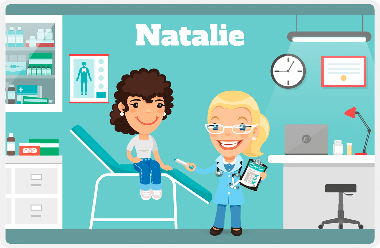 Personalized Doctors & Nurses Placemat I - Check Up - Blonde Girl -  View