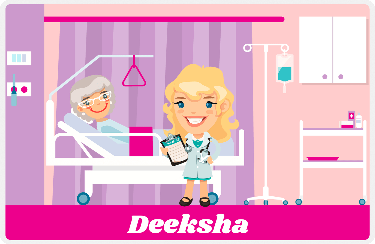 Personalized Doctors & Nurses Placemat III - Bedside Manner - Blonde Girl -  View