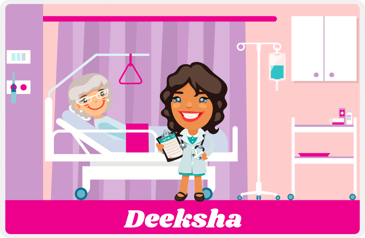 Personalized Doctors & Nurses Placemat III - Bedside Manner - Black Girl I -  View