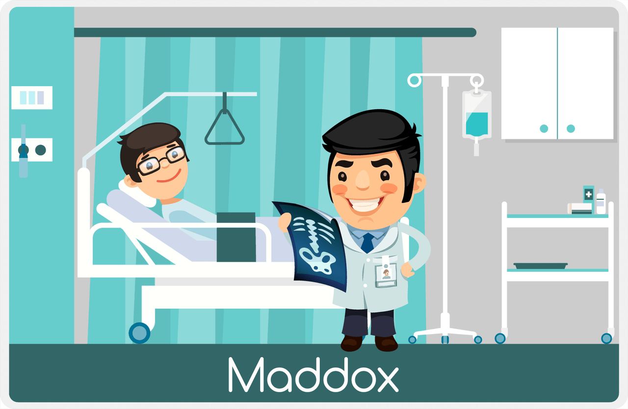 Personalized Doctors & Nurses Placemat IV - Bedside Manner - Black Hair Boy -  View