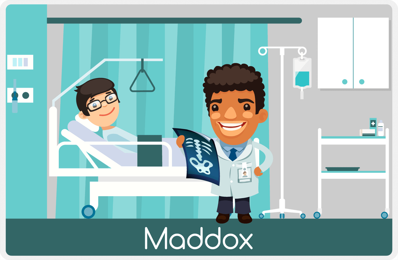Personalized Doctors & Nurses Placemat IV - Bedside Manner - Black Boy I -  View