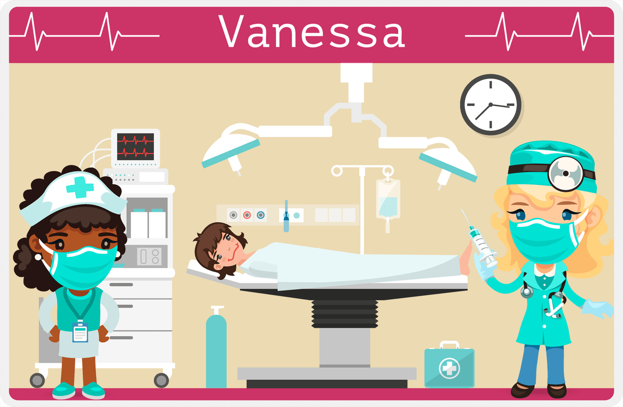 Personalized Doctors & Nurses Placemat V - Operation Room - Blonde Girl -  View