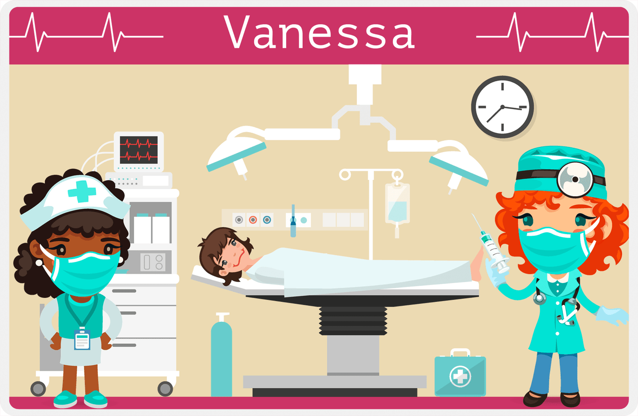 Personalized Doctors & Nurses Placemat V - Operation Room - Redhead Girl -  View
