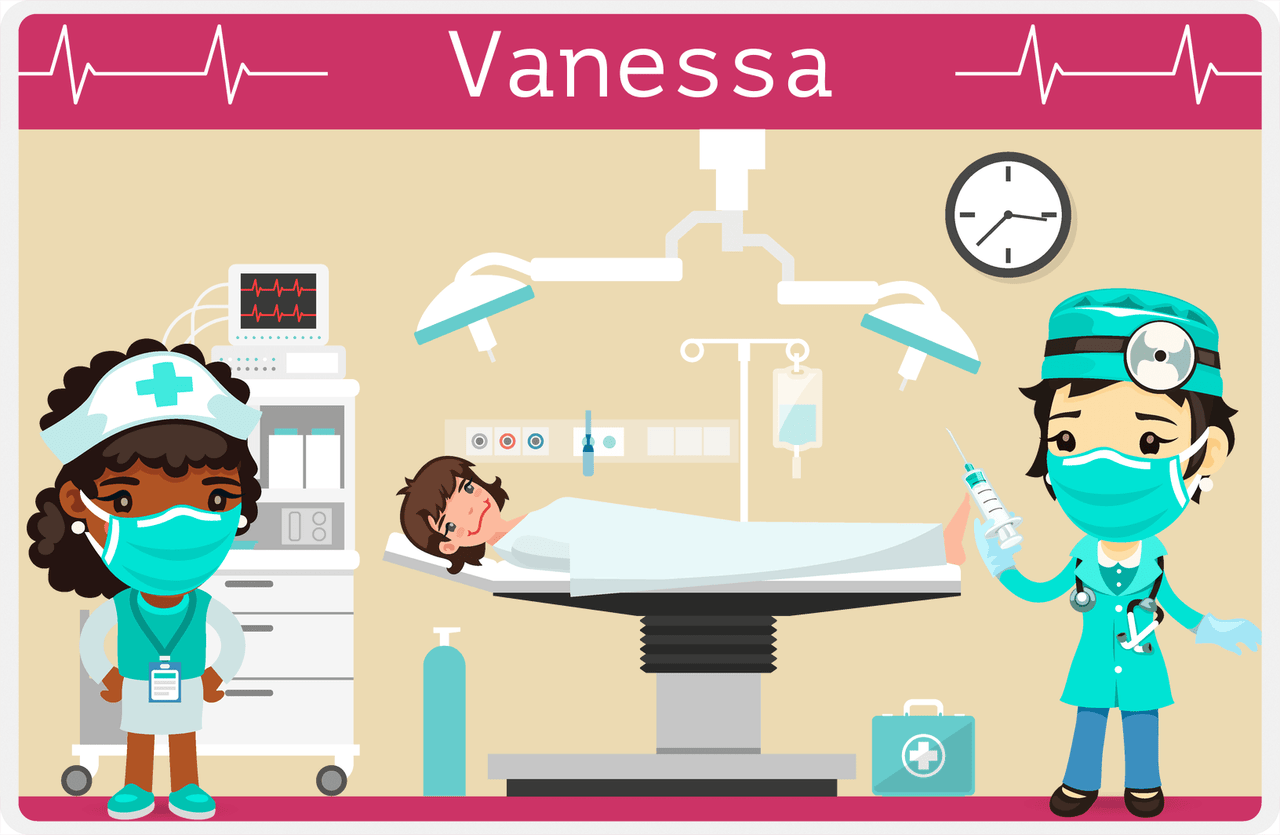 Personalized Doctors & Nurses Placemat V - Operation Room - Asian Girl -  View