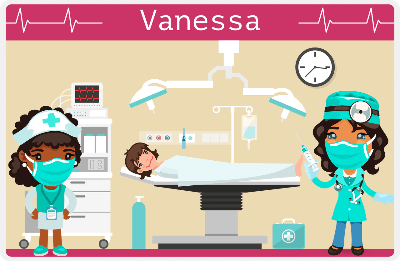 Personalized Doctors & Nurses Placemat V - Operation Room - Black Girl I -  View