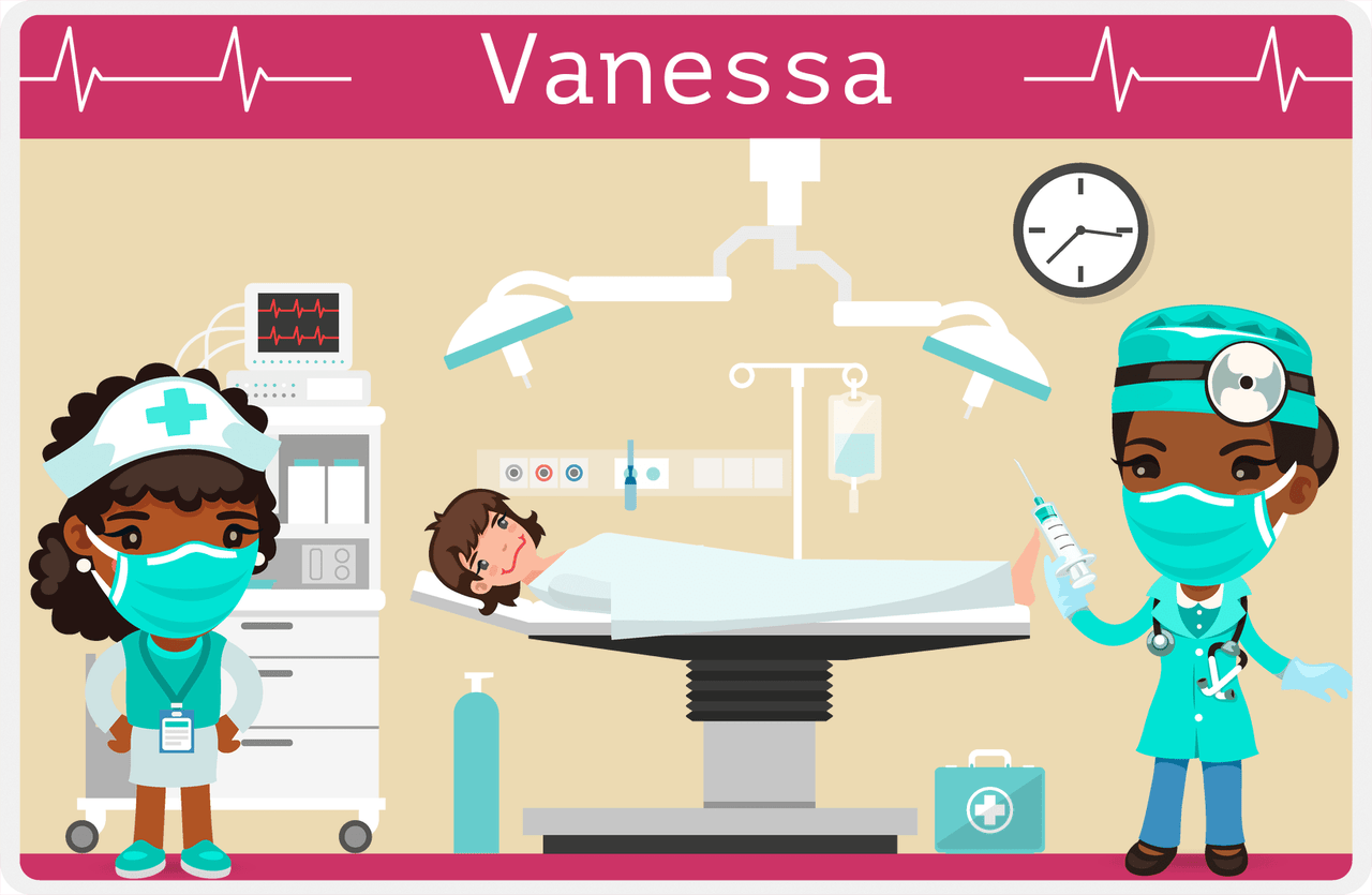 Personalized Doctors & Nurses Placemat V - Operation Room - Black Girl II -  View