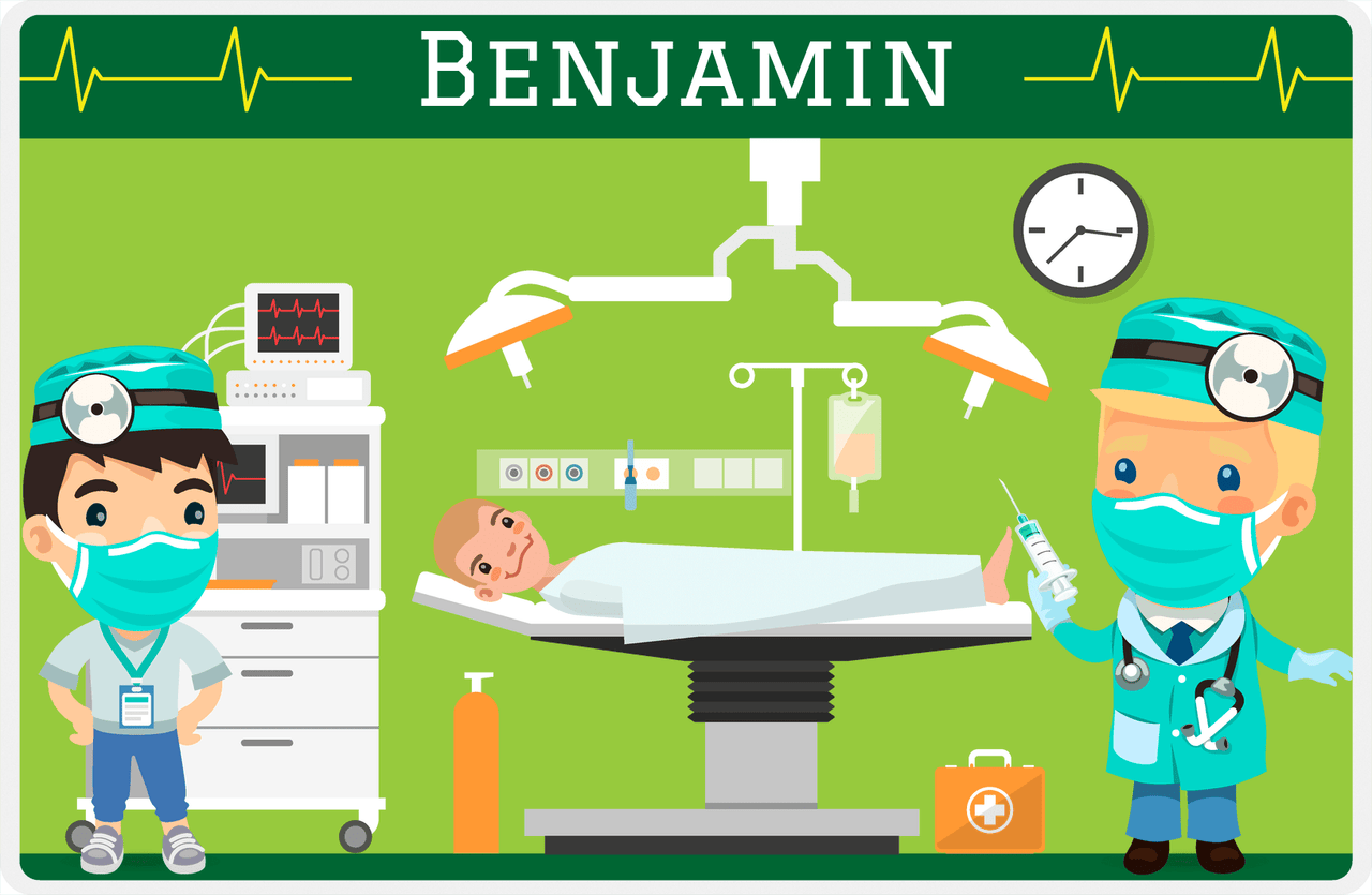 Personalized Doctors & Nurses Placemat VI - Operation Room - Blond Boy -  View