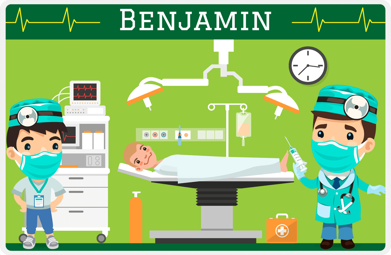 Personalized Doctors & Nurses Placemat VI - Operation Room - Brown Hair Boy -  View