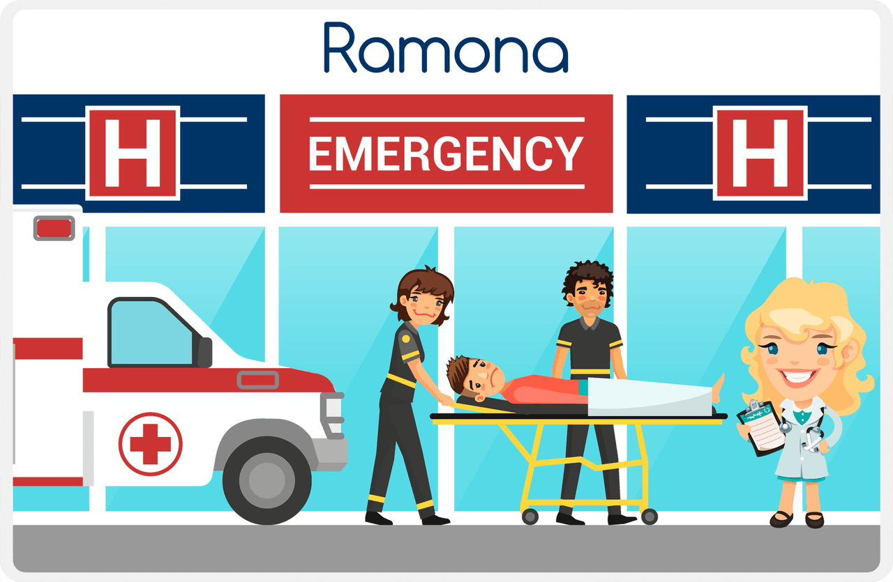 Personalized Doctors & Nurses Placemat VII - Emergency Room - Blonde Girl -  View