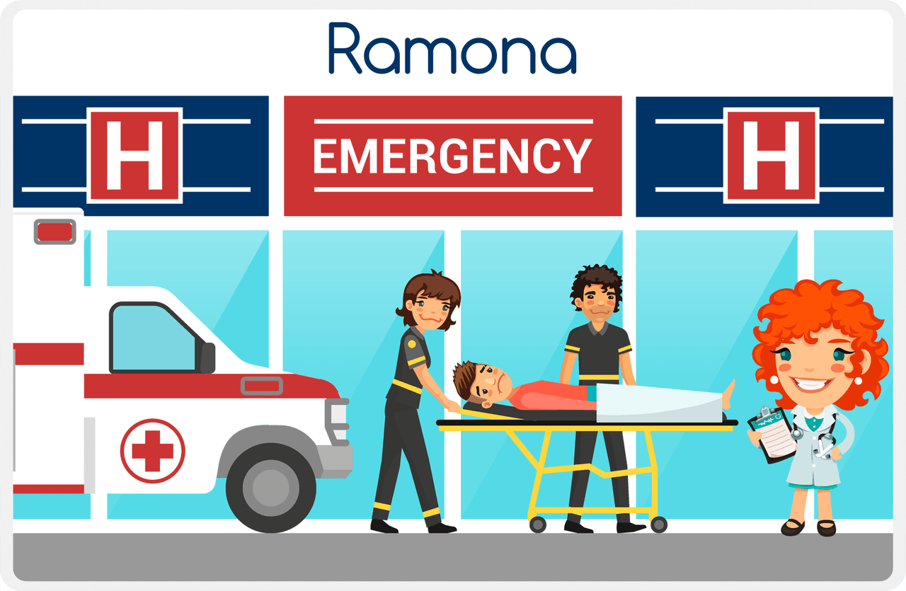Personalized Doctors & Nurses Placemat VII - Emergency Room - Redhead Girl -  View