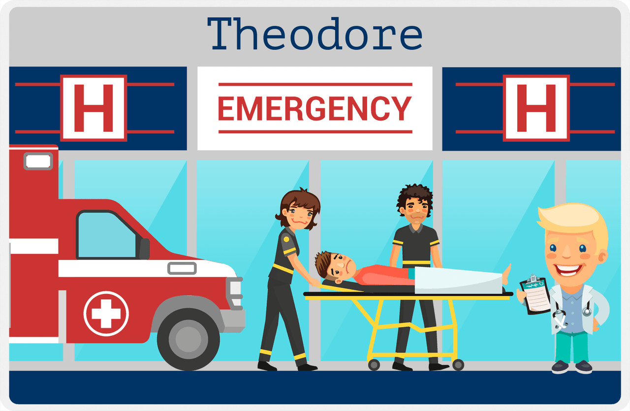 Personalized Doctors & Nurses Placemat VIII - Emergency Room - Blond Boy -  View