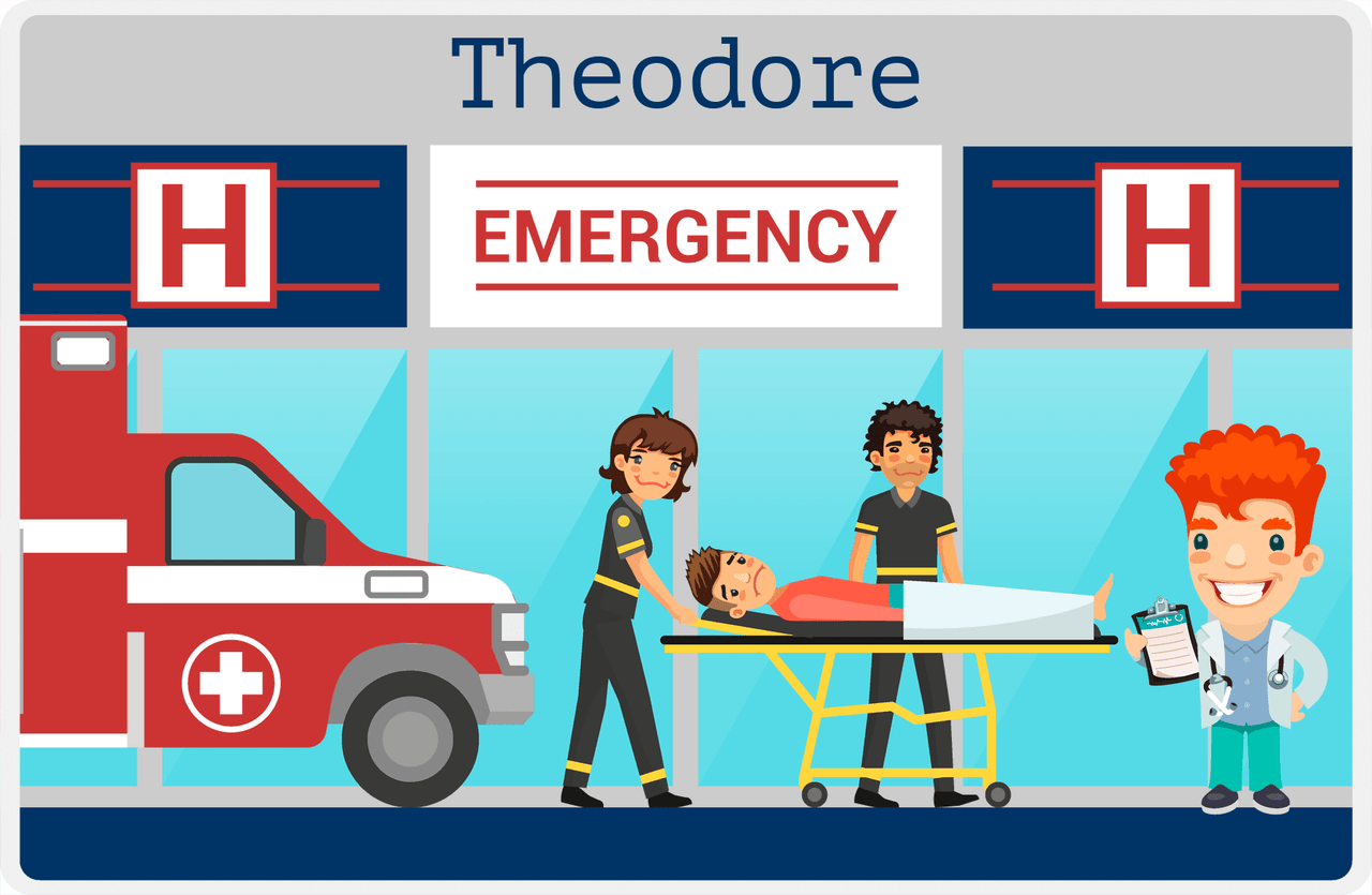 Personalized Doctors & Nurses Placemat VIII - Emergency Room - Redhead Boy -  View