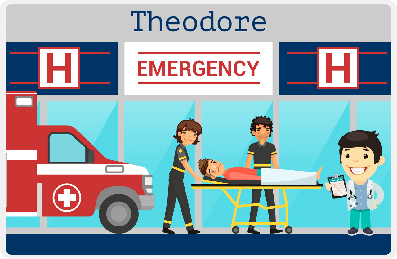 Personalized Doctors & Nurses Placemat VIII - Emergency Room - Asian Boy -  View