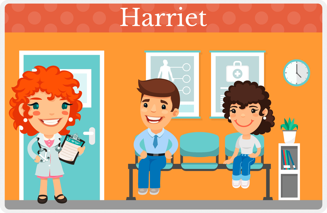 Personalized Doctors & Nurses Placemat IX - Waiting Room - Redhead Girl -  View