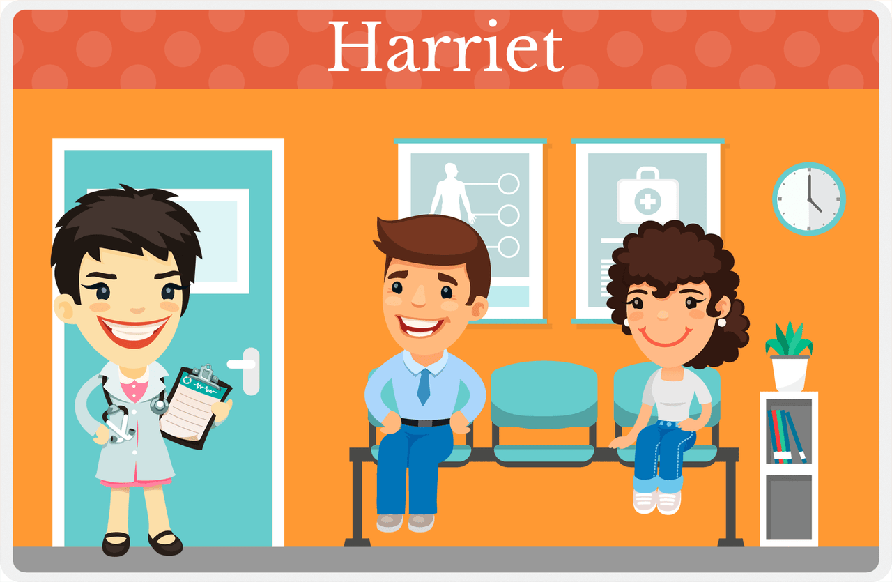 Personalized Doctors & Nurses Placemat IX - Waiting Room - Asian Girl -  View