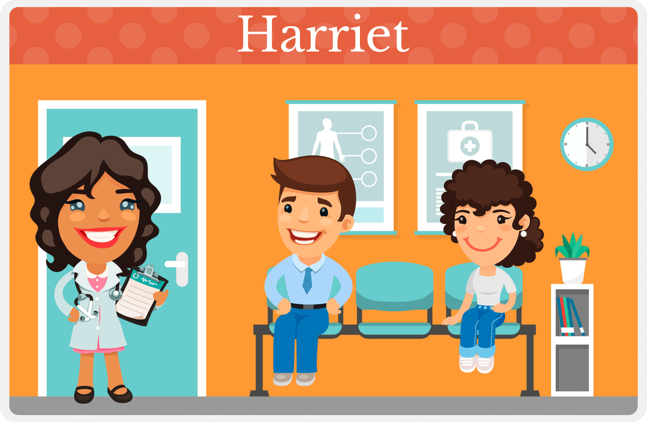 Personalized Doctors & Nurses Placemat IX - Waiting Room - Black Girl I -  View