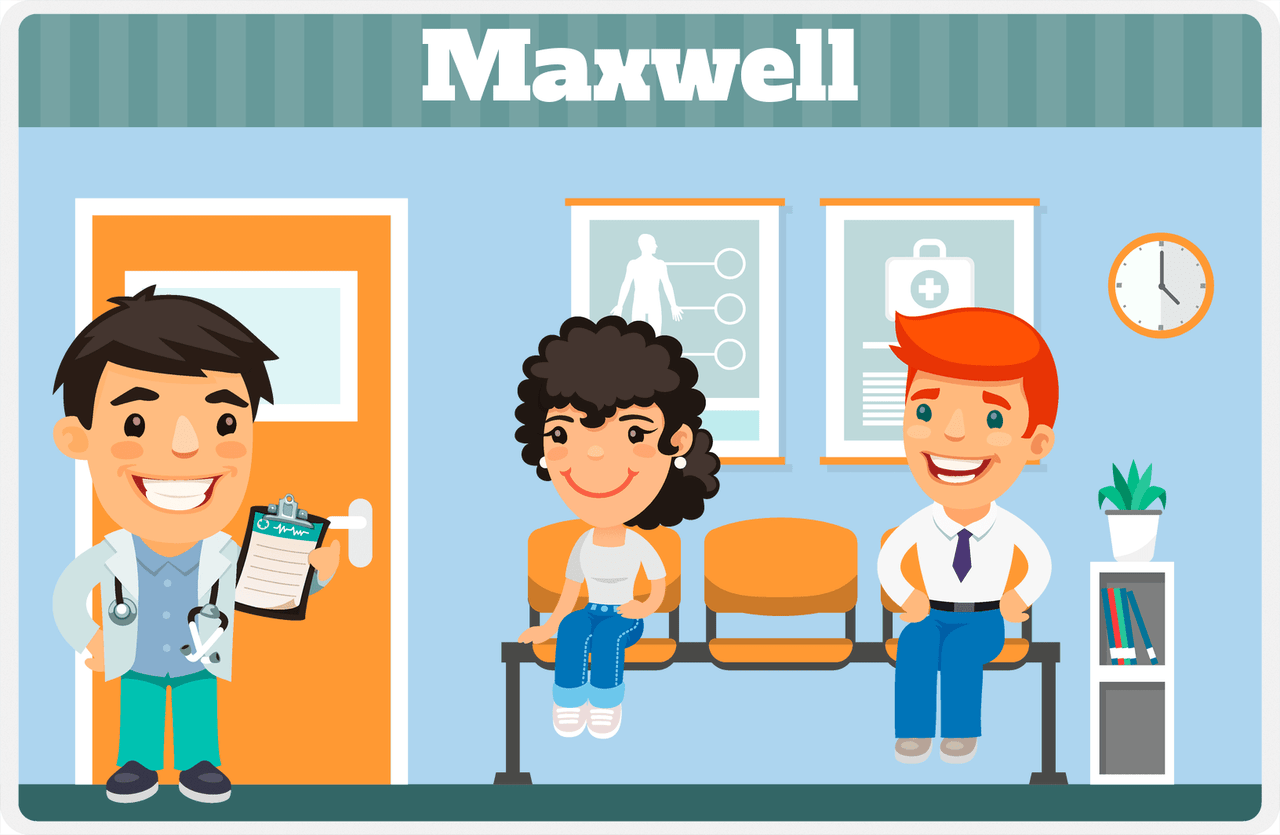 Personalized Doctors & Nurses Placemat X - Waiting Room - Black Hair Boy -  View