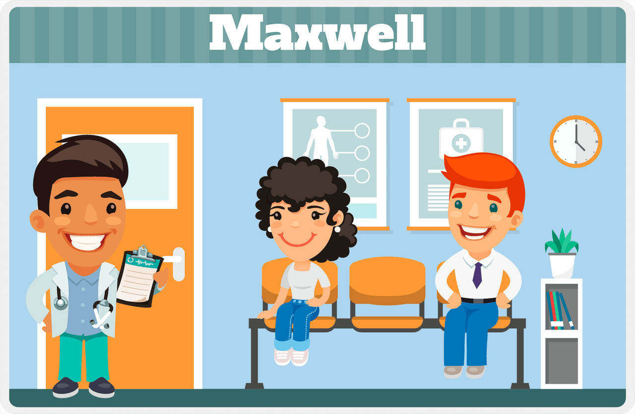 Personalized Doctors & Nurses Placemat X - Waiting Room - Black Boy I -  View