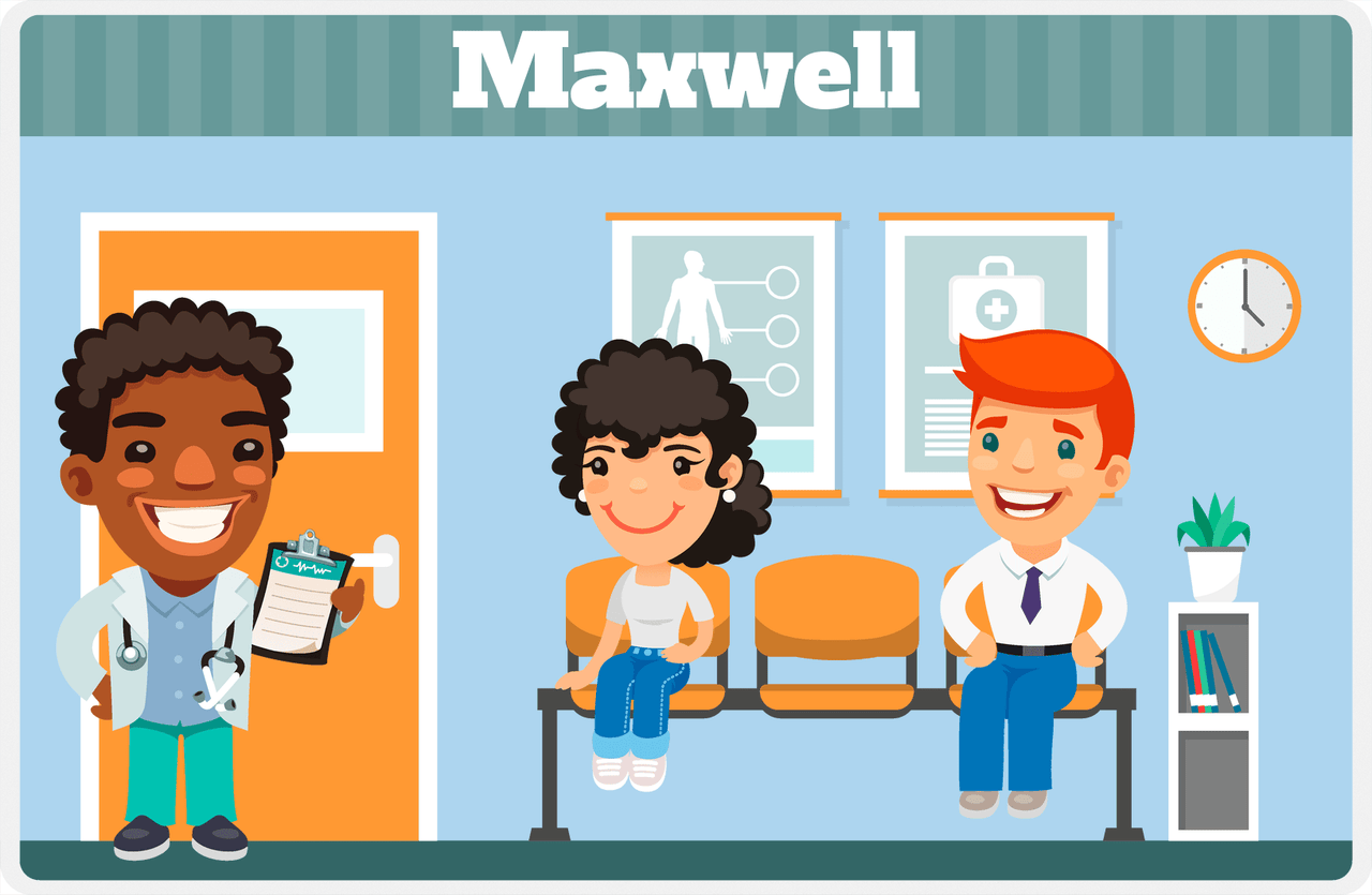 Personalized Doctors & Nurses Placemat X - Waiting Room - Black Boy II -  View