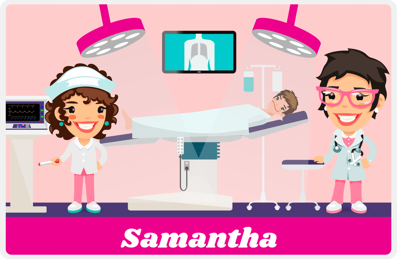 Personalized Doctors & Nurses Placemat XI - Pre-Op Room - Black Hair Girl -  View