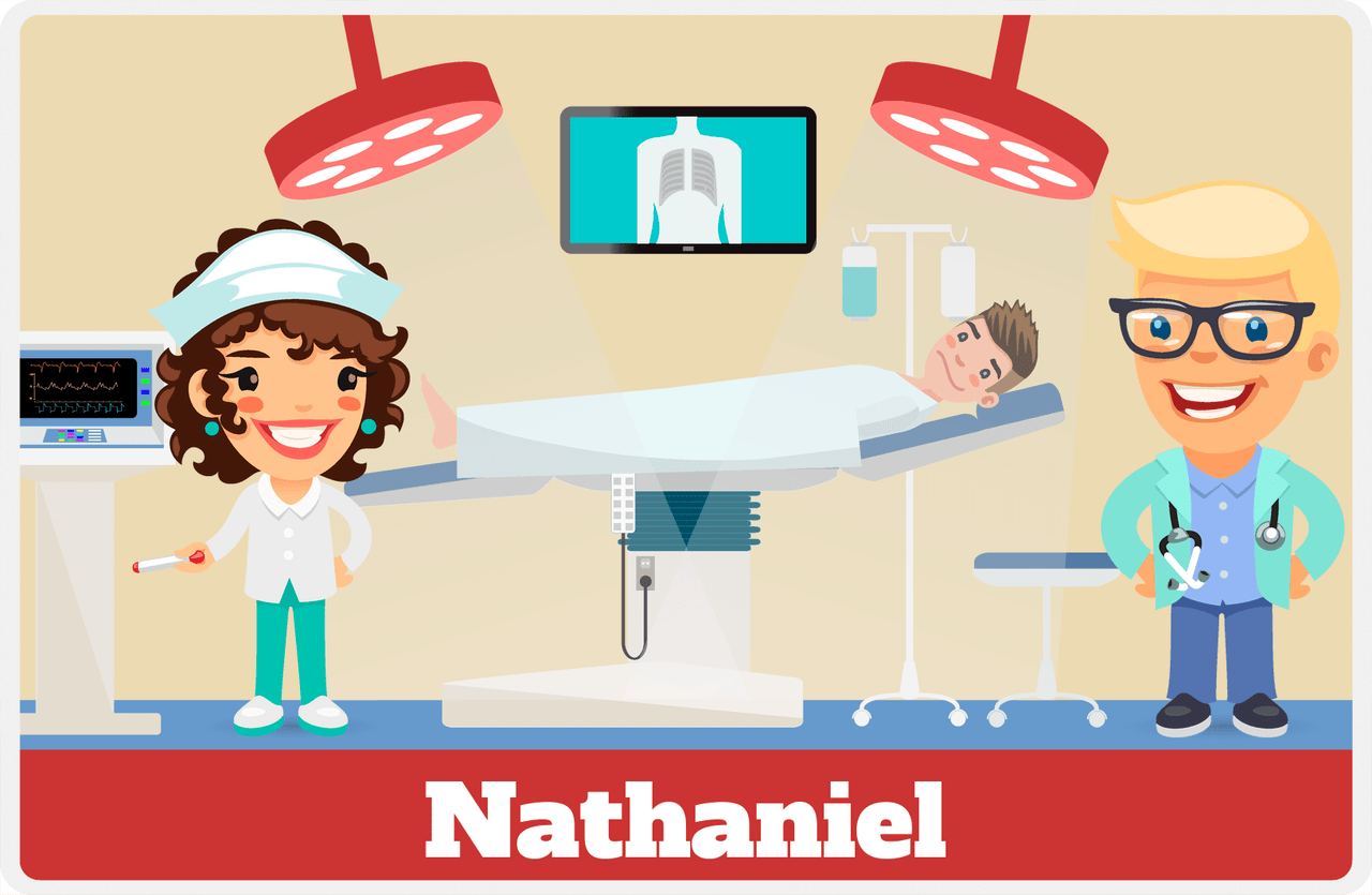 Personalized Doctors & Nurses Placemat XII - Pre-Op Room - Blond Boy -  View
