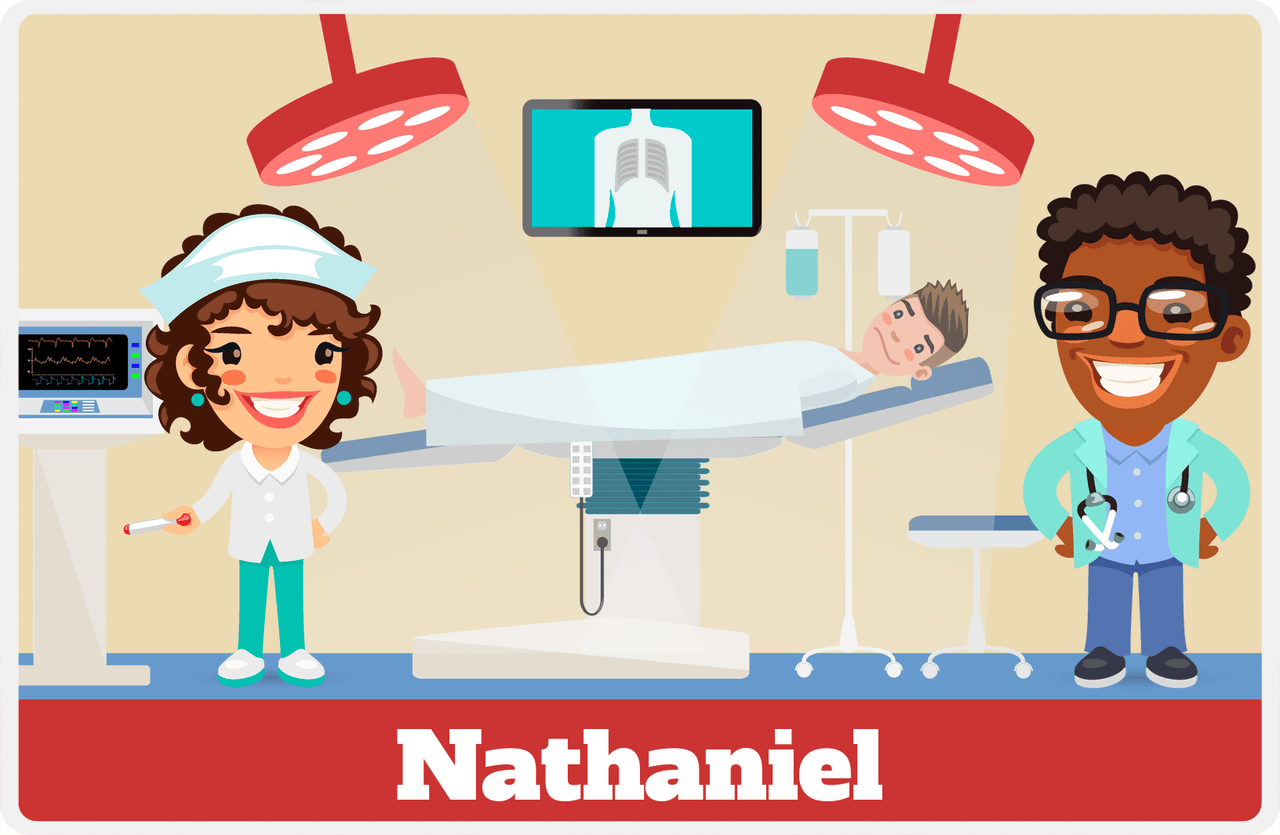 Personalized Doctors & Nurses Placemat XII - Pre-Op Room - Black Boy II -  View