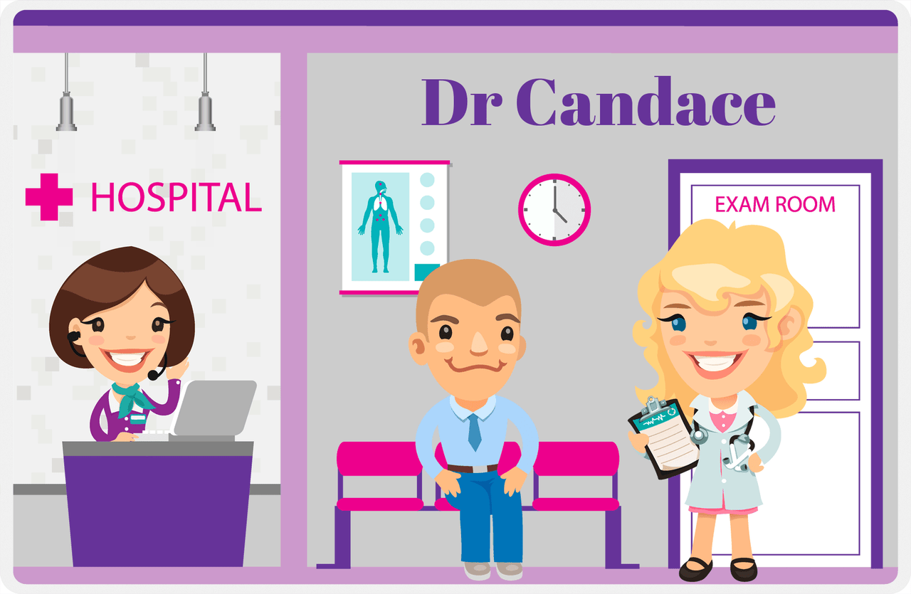 Personalized Doctors & Nurses Placemat XIII - Reception Area - Blonde Girl -  View